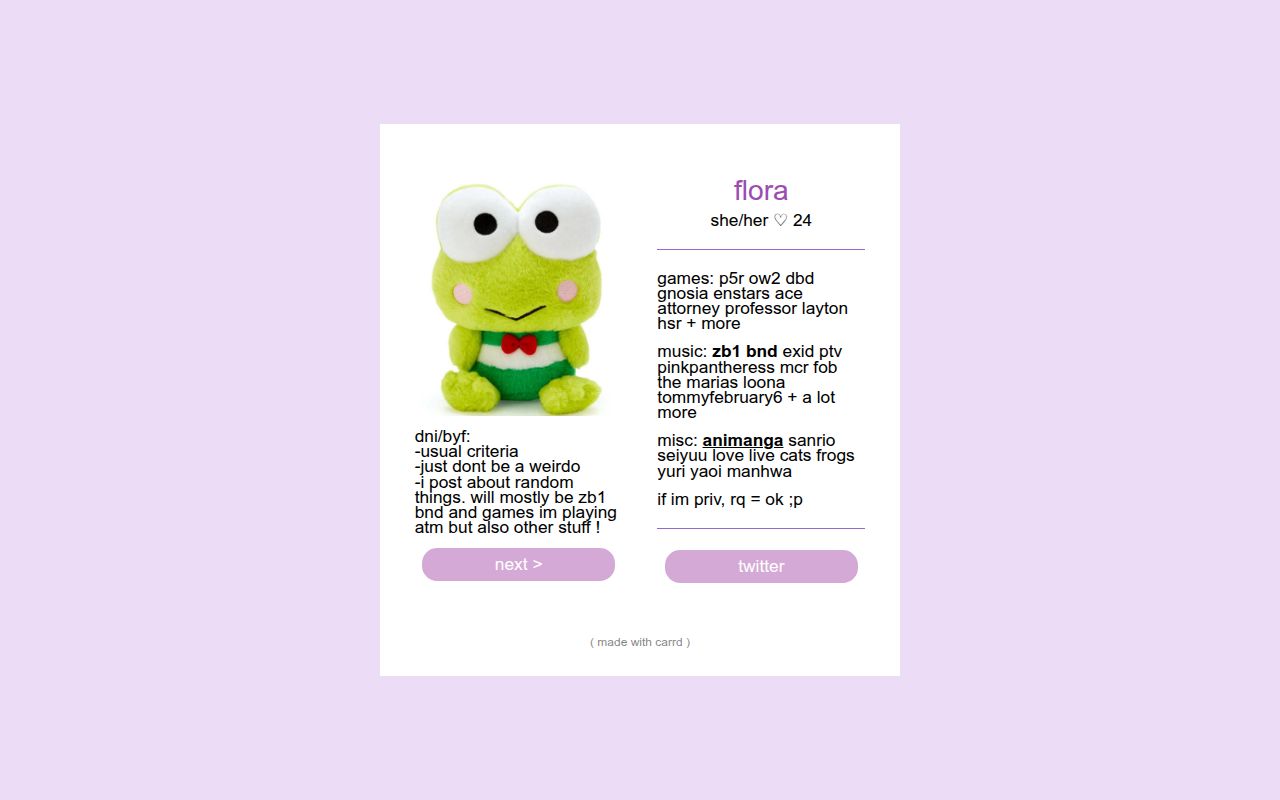 Carrd profile picture for @flora
